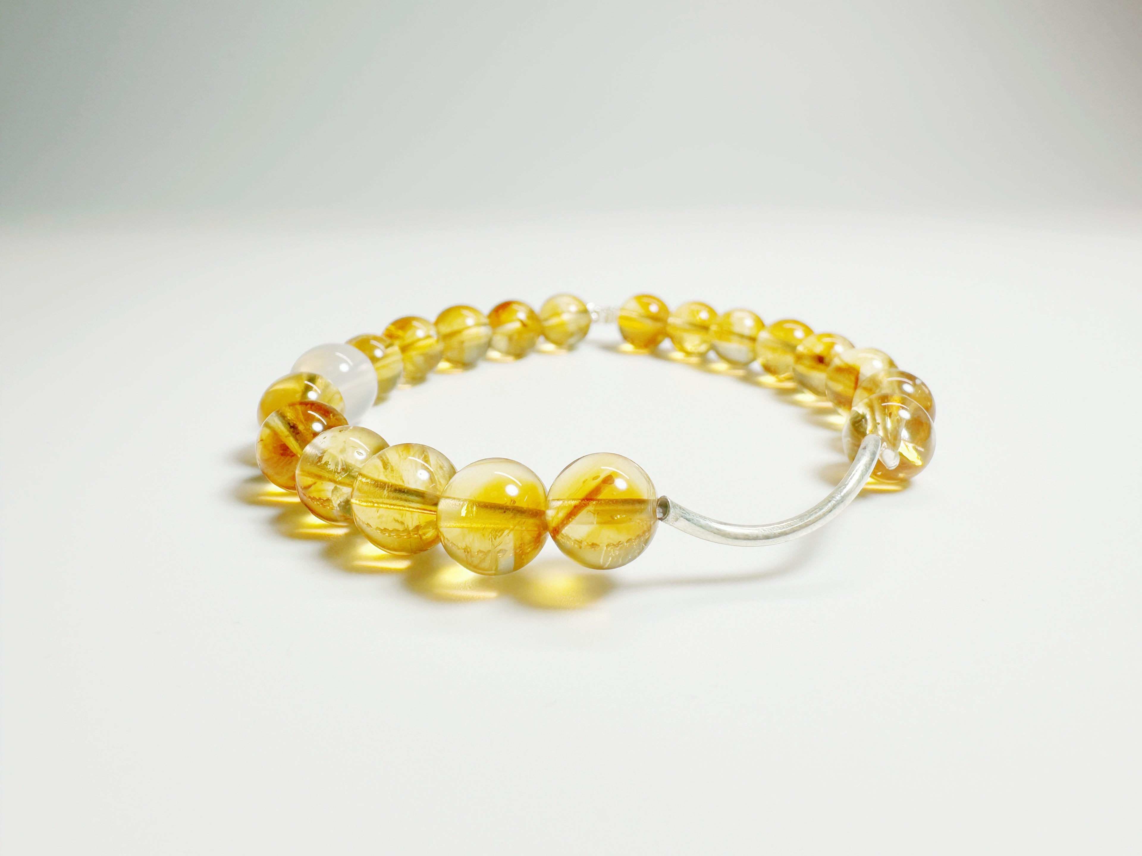 Builders Luck & Grounded Success – Handcrafted Milky White Jade & Golden Rutilated Quartz Bracelet