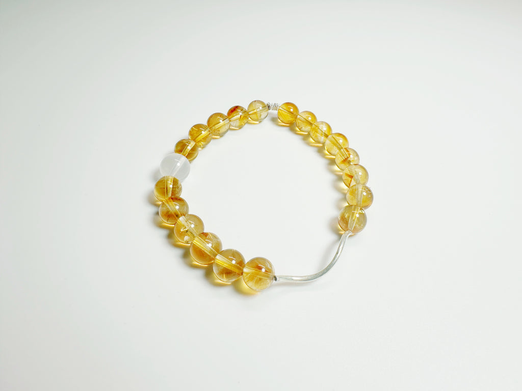 Builders Luck & Grounded Success – Handcrafted Milky White Jade & Golden Rutilated Quartz Bracelet