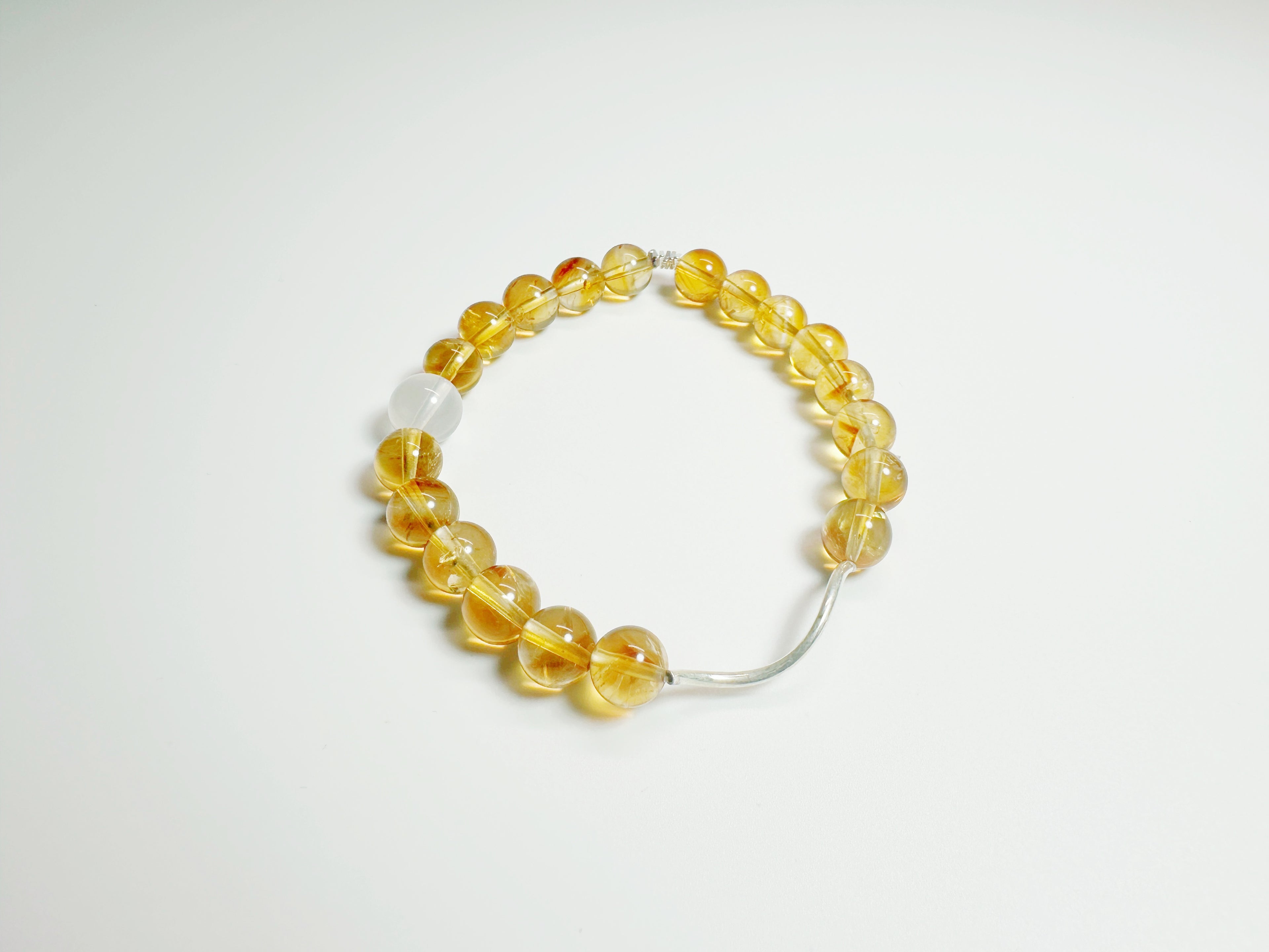 Builders Luck & Grounded Success – Handcrafted Milky White Jade & Golden Rutilated Quartz Bracelet