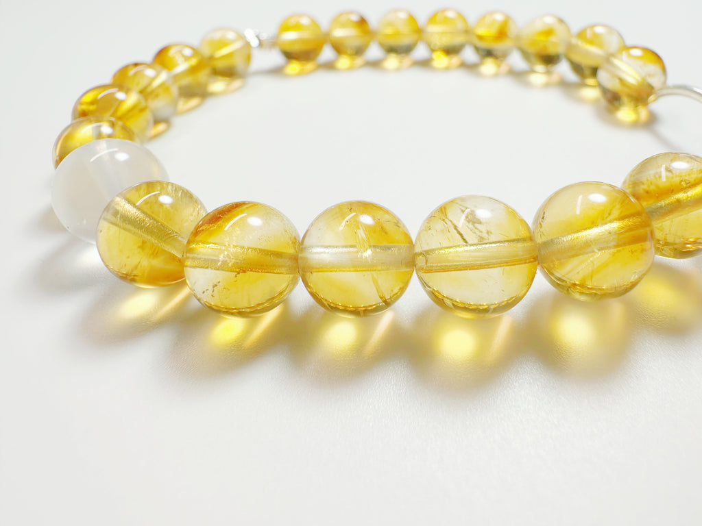 Builders Luck & Grounded Success – Handcrafted Milky White Jade & Golden Rutilated Quartz Bracelet
