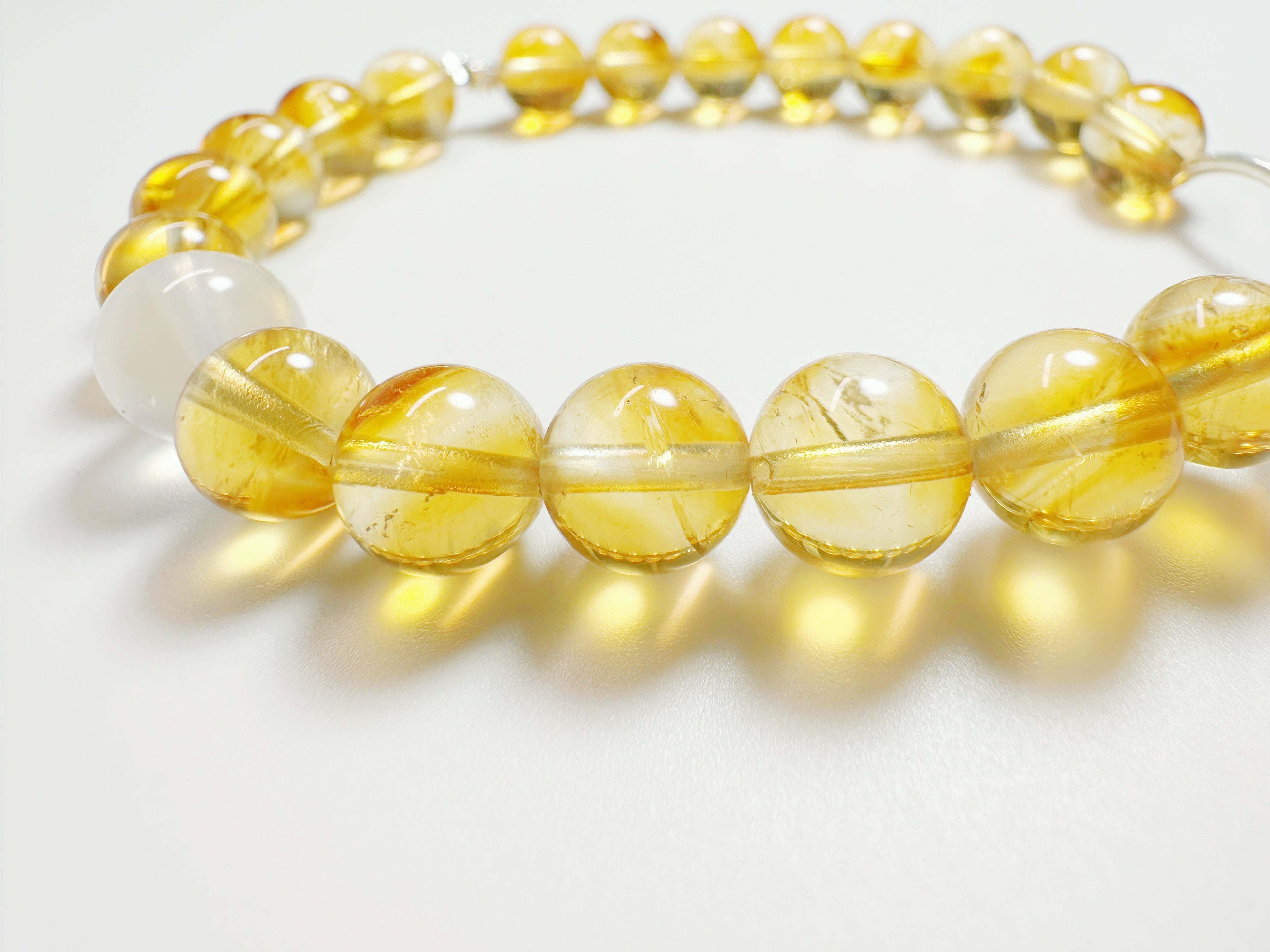 Builders Luck & Grounded Success – Handcrafted Milky White Jade & Golden Rutilated Quartz Bracelet