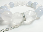 Blue and pink dreamy bracelet with rose quartz and blue lace agate for Bazi Water-Fire balance - Baiyun Temple consecrated