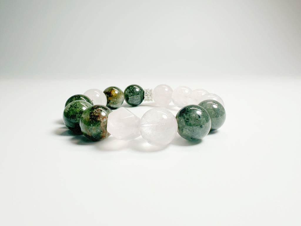 The Xiān(仙) Bracelet: Feng Shui crystal talisman for spiritual ascension. Hand-knotted with clear quartz & amethyst, charged with Daoist energy. Optional Baiyun Temple blessing enhances metaphysical power.