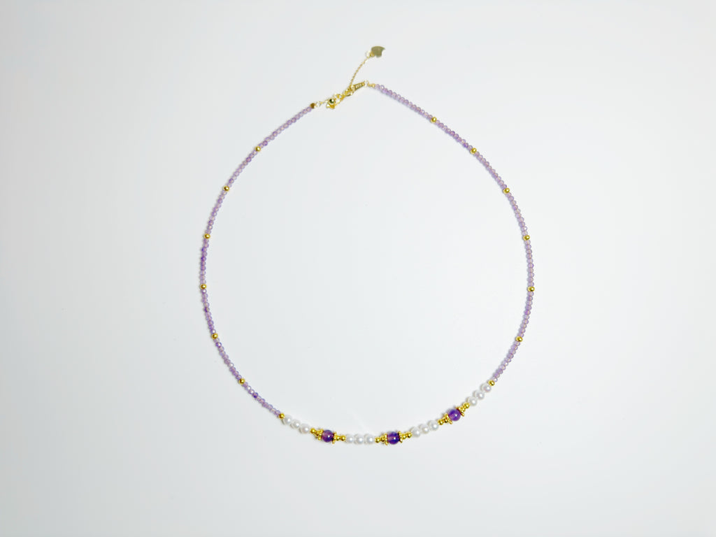 Feng Shui amethyst blossom necklace with pearls for spiritual awakening - metaphysical energy jewelry