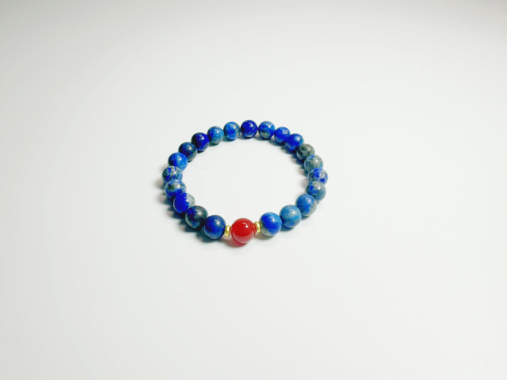Feng Shui courage & clarity bracelet with lapis lazuli and red agate - metaphysical energy enhancer