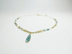 Feng Shui  jade pendant - metaphysical prosperity jewelry . Mother-of-Pearl
& Abalone Shell & Alloy & Green Agate 