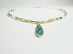 Feng Shui  jade pendant - metaphysical prosperity jewelry . Mother-of-Pearl
& Abalone Shell & Alloy & Green Agate 